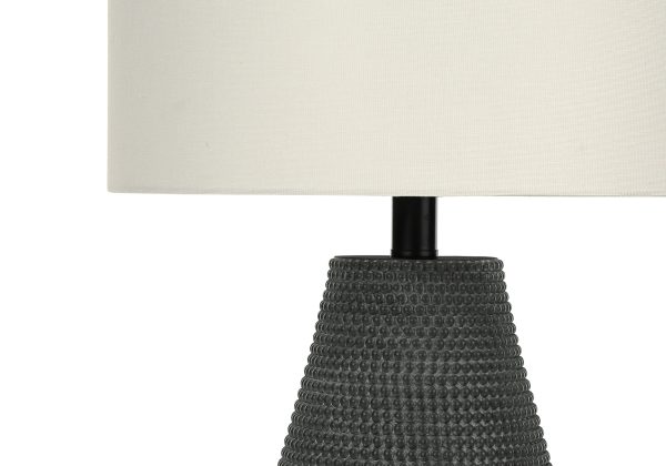 LIGHTING - 24"H TABLE LAMP BLACK RESIN / IVORY SHADE