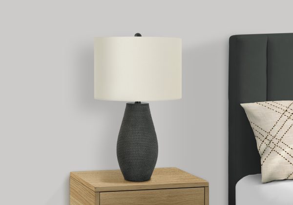 LIGHTING - 24"H TABLE LAMP BLACK RESIN / IVORY SHADE