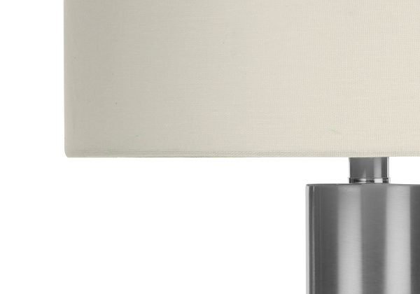 LIGHTING - 28"H TABLE LAMP NICKEL METAL / IVORY SHADE