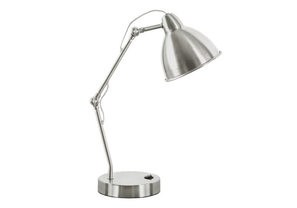 LIGHTING - 17"H TABLE LAMP NICKEL METAL/NICKEL SHADE/USB