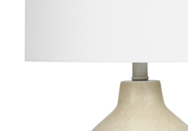 LIGHTING - 24"H TABLE LAMP BEIGE CONCRETE / IVORY SHADE