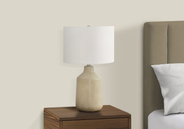 LIGHTING - 24"H TABLE LAMP BEIGE CONCRETE / IVORY SHADE