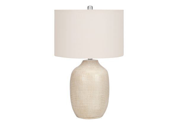 LIGHTING - 26"H TABLE LAMP CREAM CERAMIC / IVORY SHADE