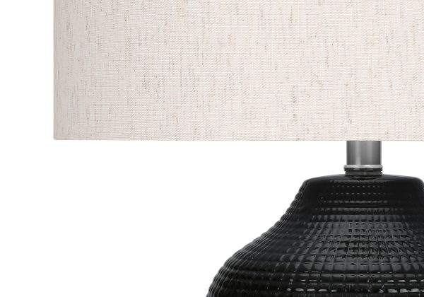 LIGHTING - 26"H TABLE LAMP BLACK CERAMIC / IVORY SHADE