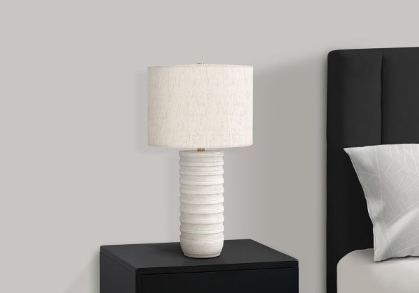 LIGHTING - 28"H TABLE LAMP CREAM RESIN / IVORY SHADE