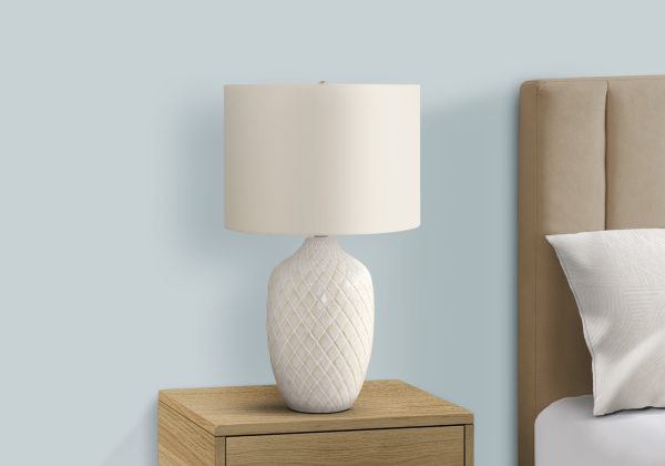 LIGHTING - 25"H TABLE LAMP CREAM CERAMIC / IVORY SHADE