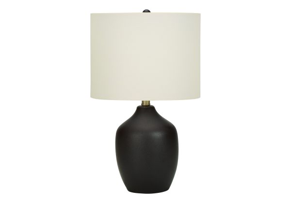 LIGHTING - 22"H TABLE LAMP BLACK CERAMIC / IVORY SHADE