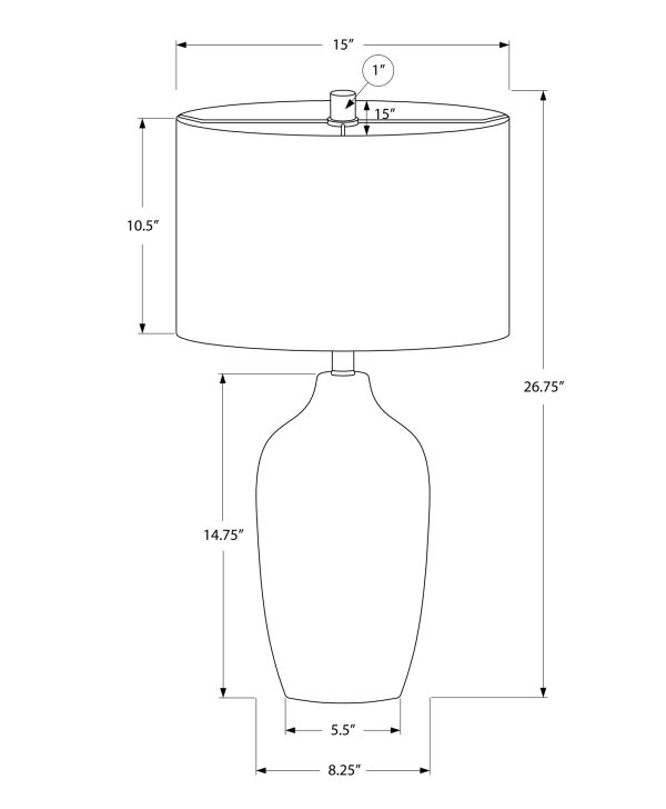 LIGHTING - 27"H TABLE LAMP GREY CERAMIC / BEIGE SHADE