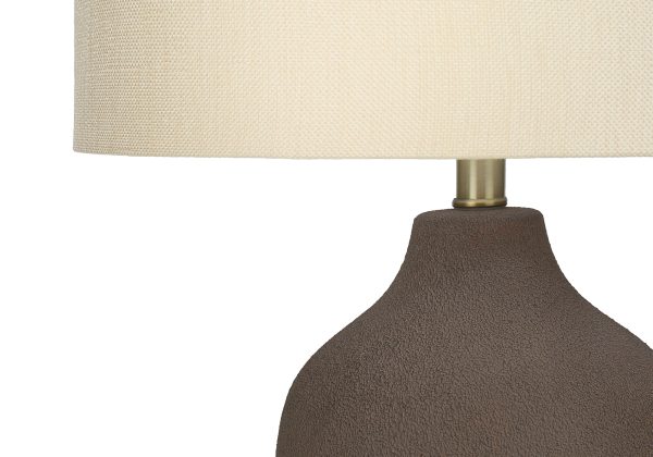 LIGHTING - 27"H TABLE LAMP GREY CERAMIC / BEIGE SHADE