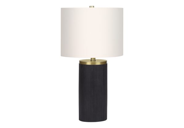 LIGHTING - 24"H TABLE LAMP BLACK CONCRETE / IVORY SHADE