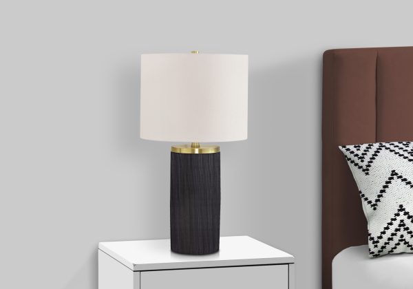 LIGHTING - 24"H TABLE LAMP BLACK CONCRETE / IVORY SHADE