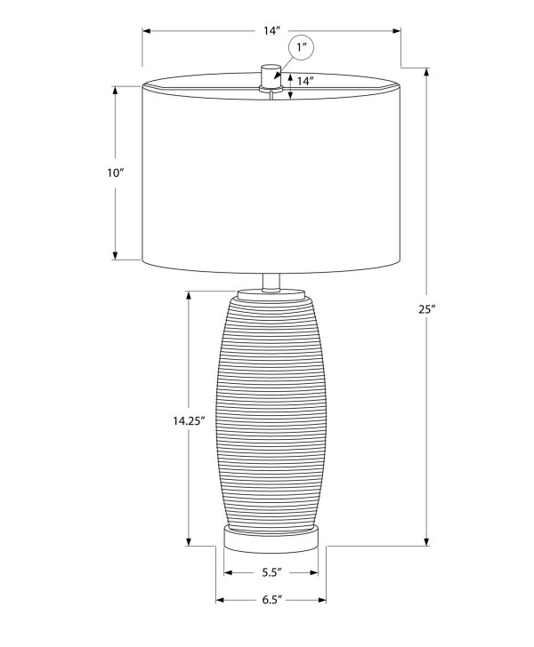 LIGHTING - 25"H TABLE LAMP GREY CERAMIC / GREY SHADE