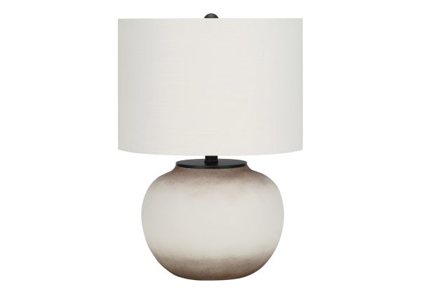 LIGHTING - 21"H TABLE LAMP CREAM CERAMIC / IVORY SHADE