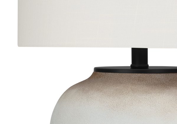 LIGHTING - 21"H TABLE LAMP CREAM CERAMIC / IVORY SHADE