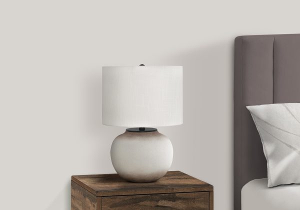 LIGHTING - 21"H TABLE LAMP CREAM CERAMIC / IVORY SHADE