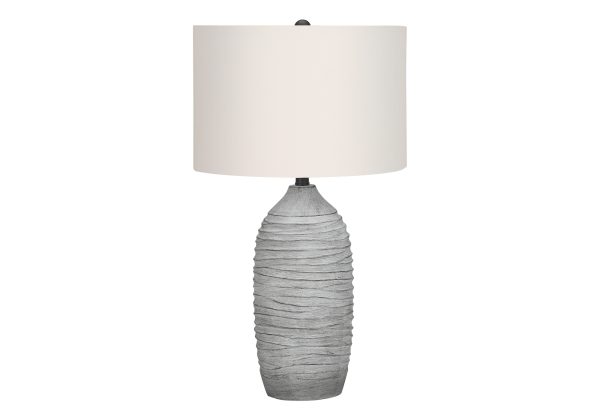 LIGHTING - 27"H TABLE LAMP GREY RESIN / IVORY SHADE