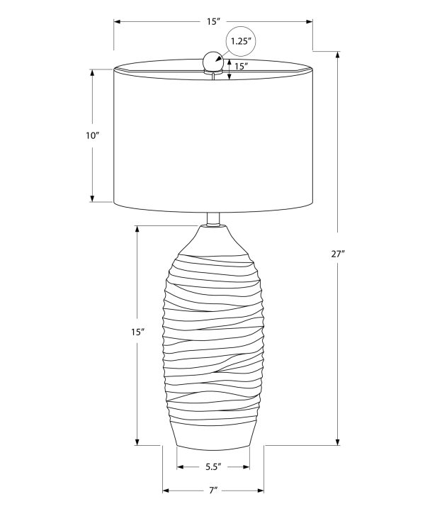 LIGHTING - 27"H TABLE LAMP GREY RESIN / IVORY SHADE