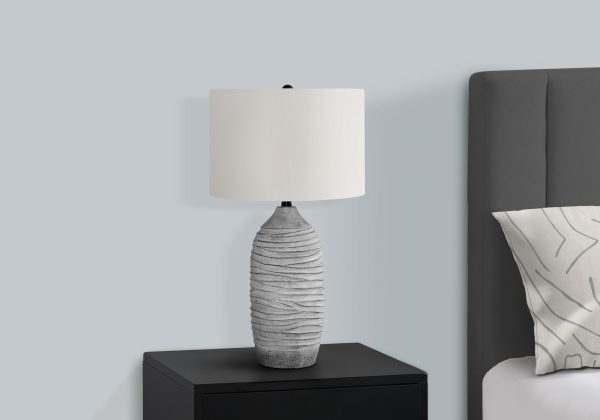 LIGHTING - 27"H TABLE LAMP GREY RESIN / IVORY SHADE