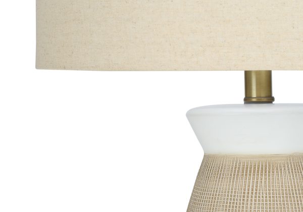 LIGHTING - 27"H TABLE LAMP CREAM CERAMIC / BEIGE SHADE