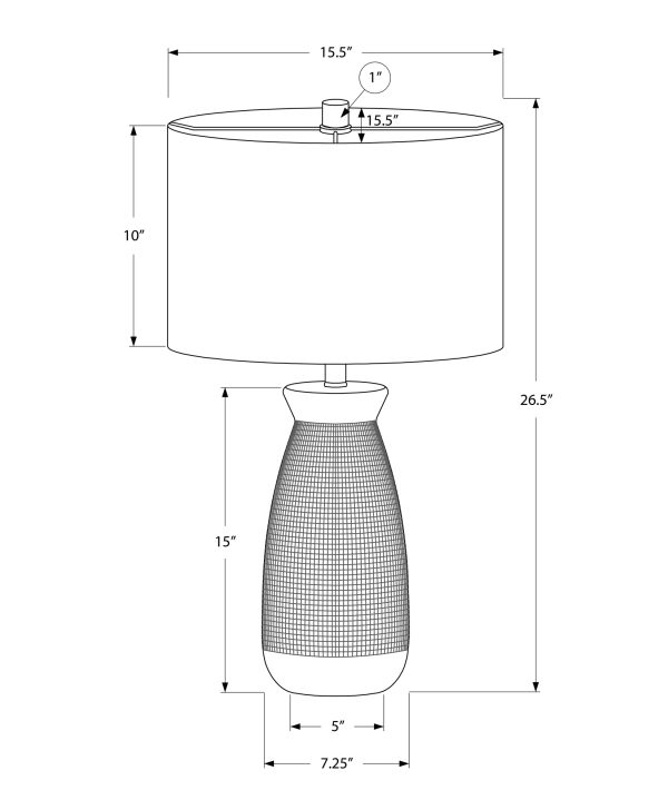 LIGHTING - 27"H TABLE LAMP GREY CERAMIC / GREY SHADE