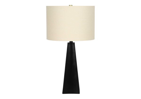 LIGHTING - 27"H TABLE LAMP BLACK RESIN / BEIGE SHADE
