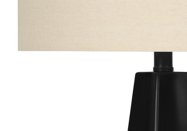 LIGHTING - 27"H TABLE LAMP BLACK RESIN / BEIGE SHADE