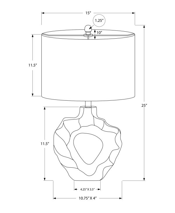 LIGHTING - 25"H TABLE LAMP CREAM RESIN / IVORY SHADE