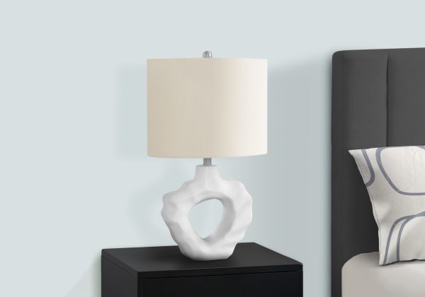 LIGHTING - 25"H TABLE LAMP CREAM RESIN / IVORY SHADE