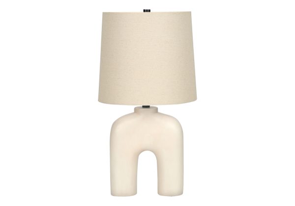 LIGHTING - 25"H TABLE LAMP CREAM RESIN / BEIGE SHADE