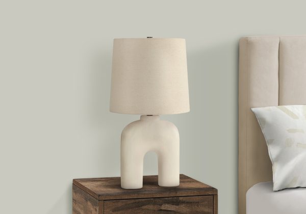 LIGHTING - 25"H TABLE LAMP CREAM RESIN / BEIGE SHADE