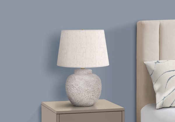 LIGHTING - 22"H TABLE LAMP CREAM CONCRETE / IVORY SHADE