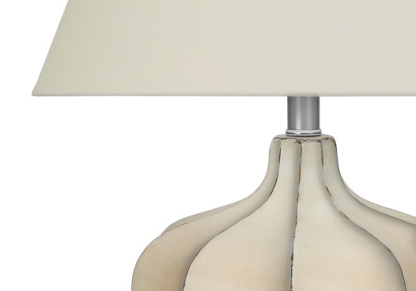 LIGHTING - 21"H TABLE LAMP CREAM RESIN  / IVORY SHADE