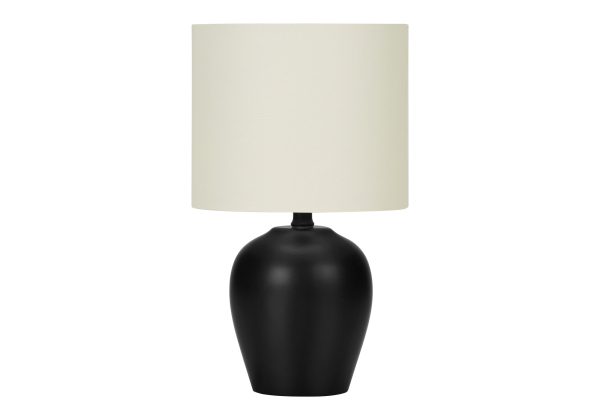 LIGHTING - 17"H TABLE LAMP BLACK CERAMIC / IVORY SHADE