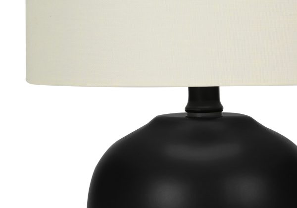 LIGHTING - 17"H TABLE LAMP BLACK CERAMIC / IVORY SHADE