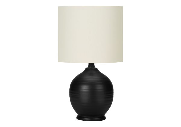 LIGHTING - 17"H TABLE LAMP BLACK CERAMIC / IVORY SHADE