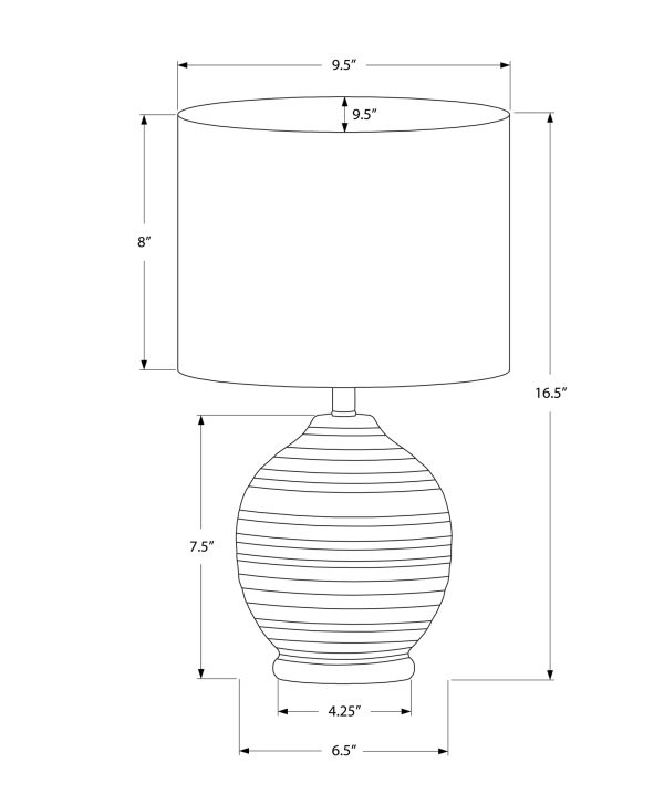 LIGHTING - 17"H TABLE LAMP BLACK CERAMIC / IVORY SHADE