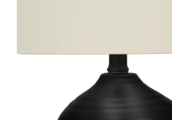 LIGHTING - 17"H TABLE LAMP BLACK CERAMIC / IVORY SHADE