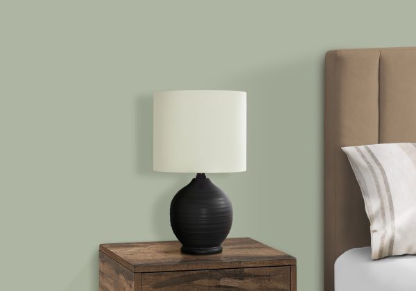 LIGHTING - 17"H TABLE LAMP BLACK CERAMIC / IVORY SHADE