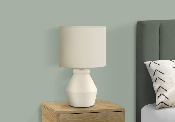 LIGHTING - 17"H TABLE LAMP CREAM CERAMIC / IVORY SHADE