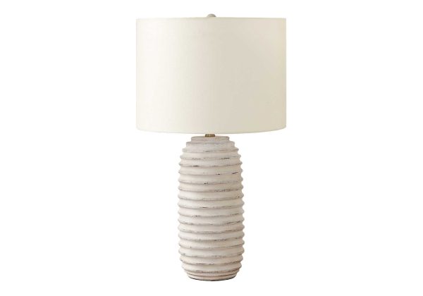 LIGHTING - 28"H TABLE LAMP CREAM RESIN / IVORY SHADE