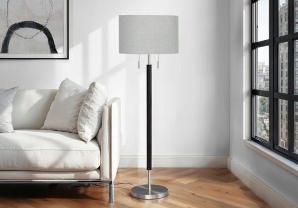 LIGHTING - 60"H FLOOR LAMP NICKEL METAL / GREY