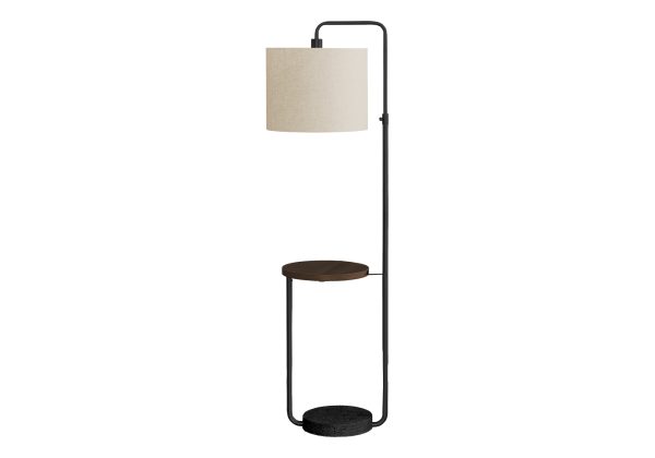 LIGHTING - 67"H FLOOR LAMP BLACK METAL / IVORY / USB