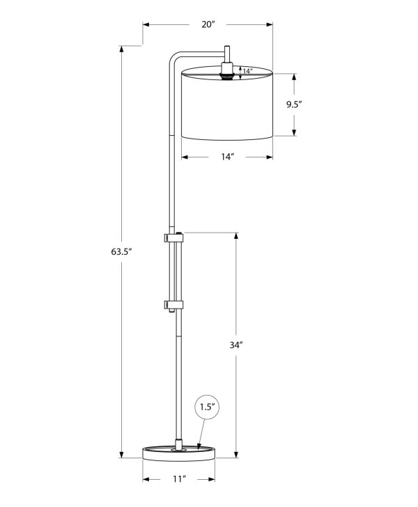 LIGHTING - 63"H FLOOR LAMP BRASS METAL / IVORY SHADE