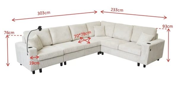 Gabriel Plush L-Shaped Sectional with USB Ports in Beige
