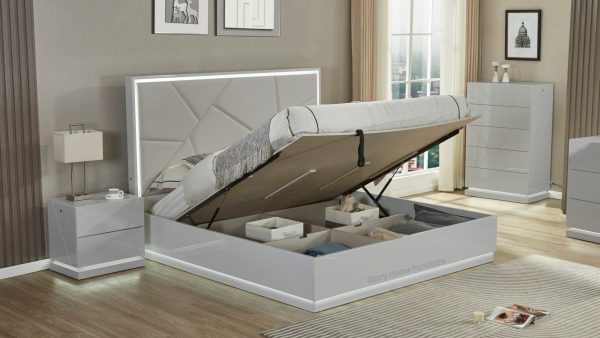 Richmond Queen Modern Italian Grey High Gloss 8 Piece Bedroom And Built-in Lift