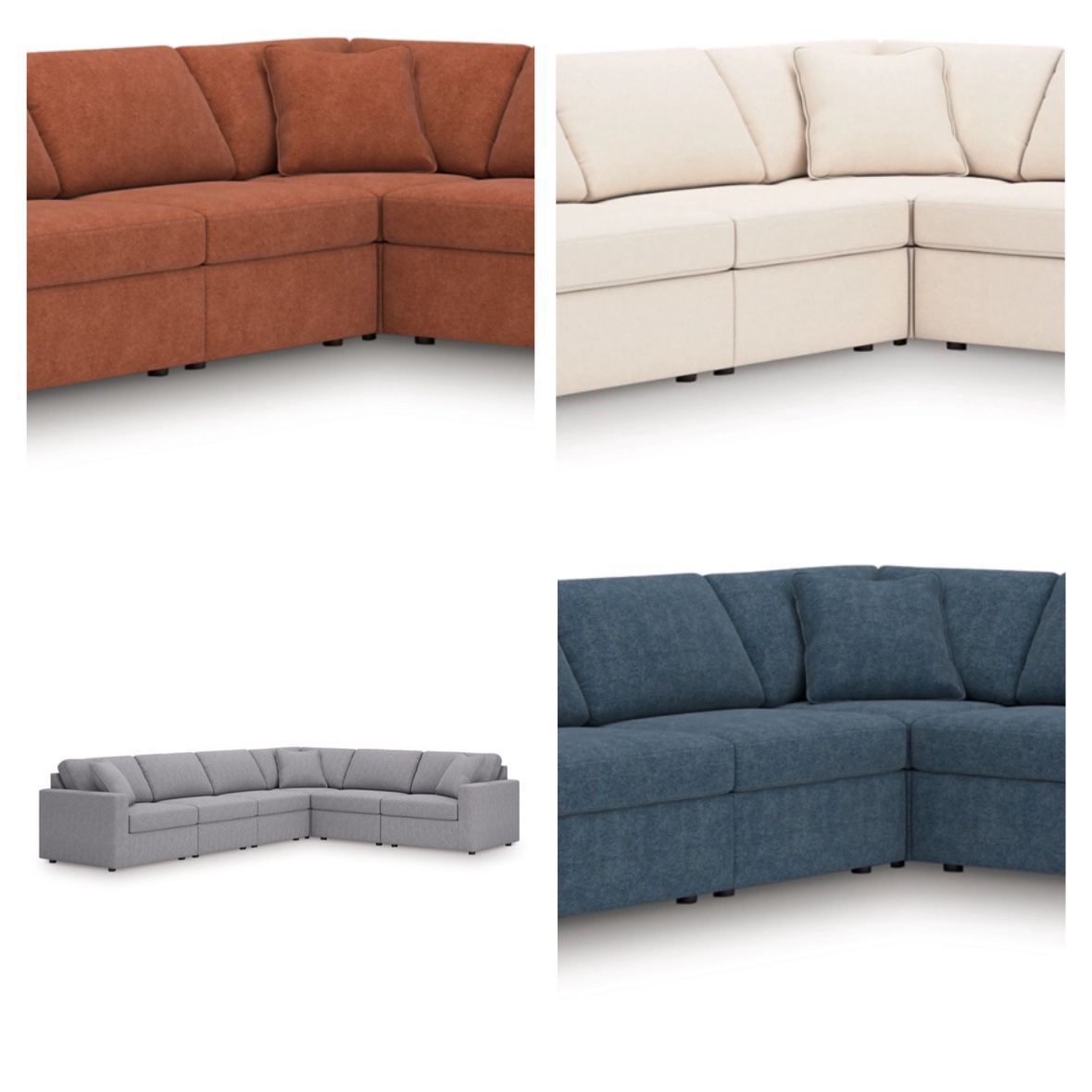 Modmax 6-Piece Modular Signature Design by Ashley Next-Gen Nuvella™ Performance Fabric Sectional in Granite - Ink - Oyster - Spice