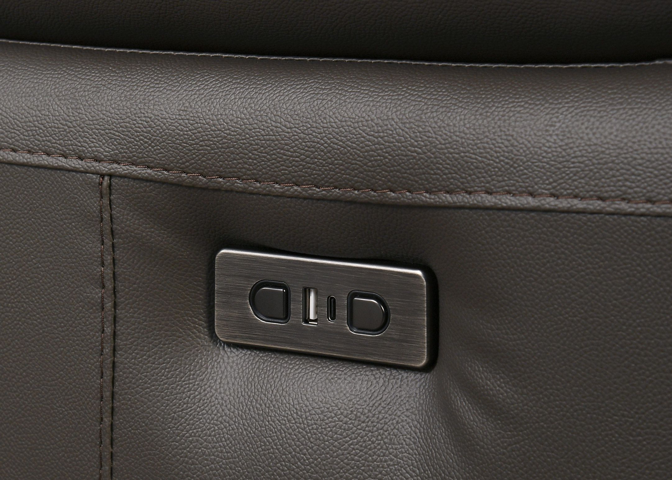 Ellington Genuine Leather Power Living Room Sofa in Soft Chocolate Brown