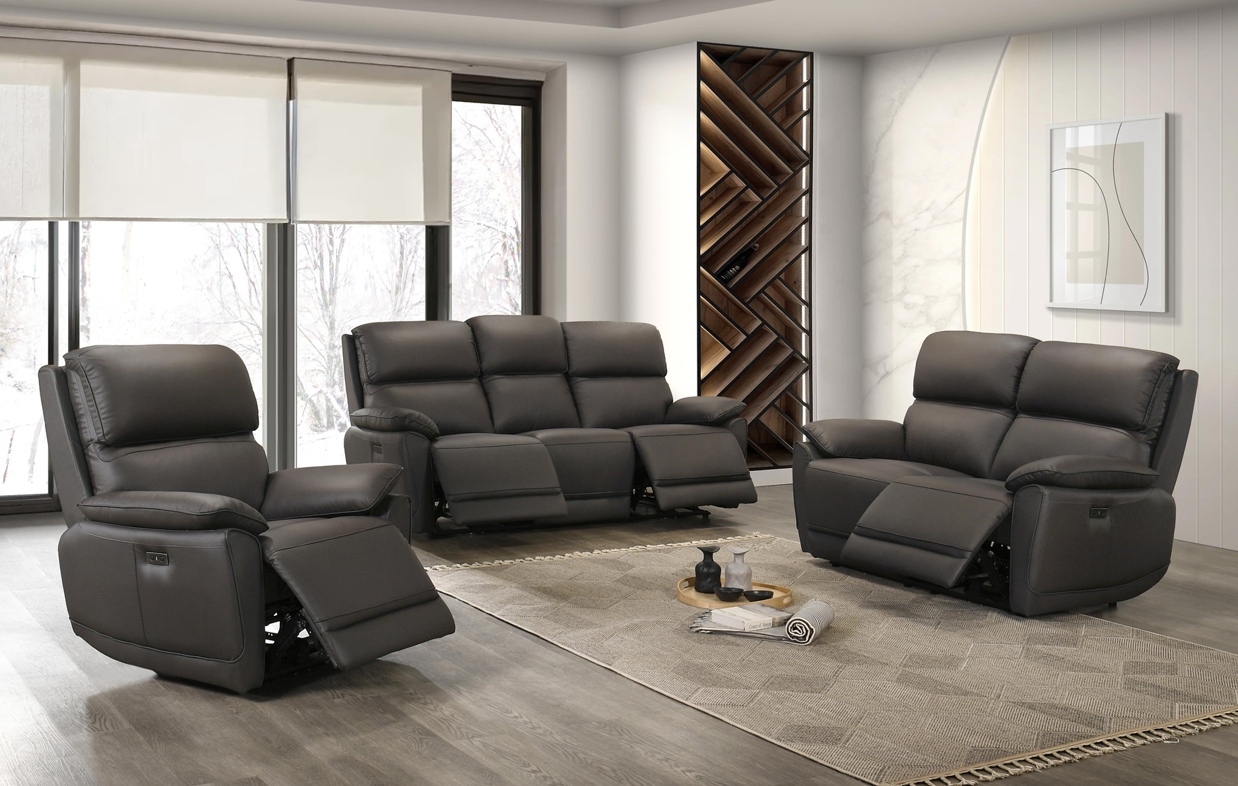 Ellington Genuine Leather Power Living Room Sofa in Soft Chocolate Brown