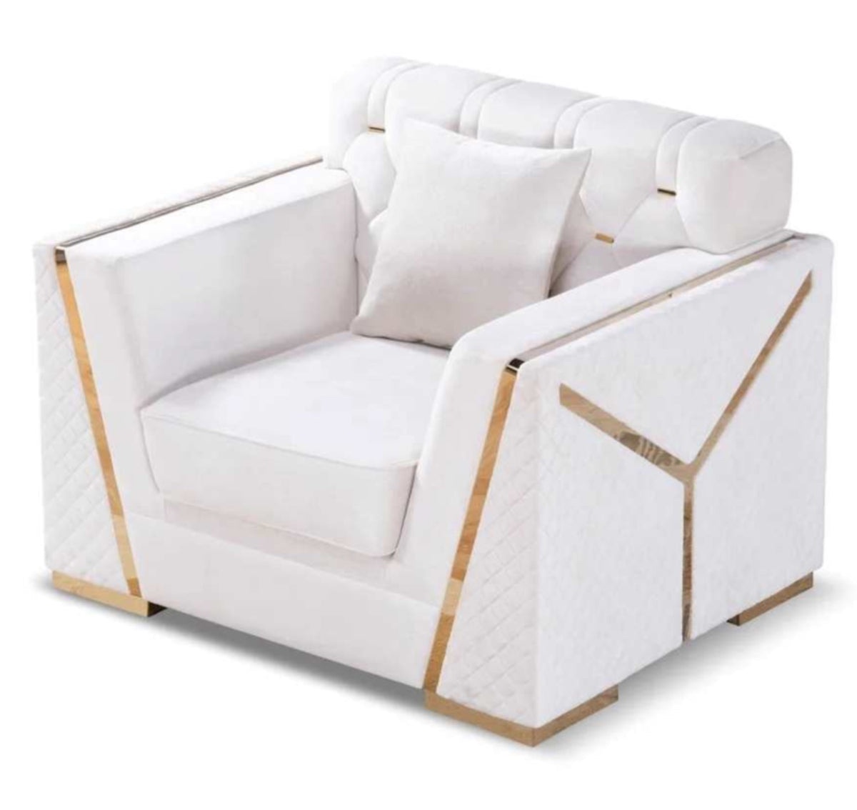 High Style Luxury 3-Piece Living Room Set - Black Velvet & Gold Trim