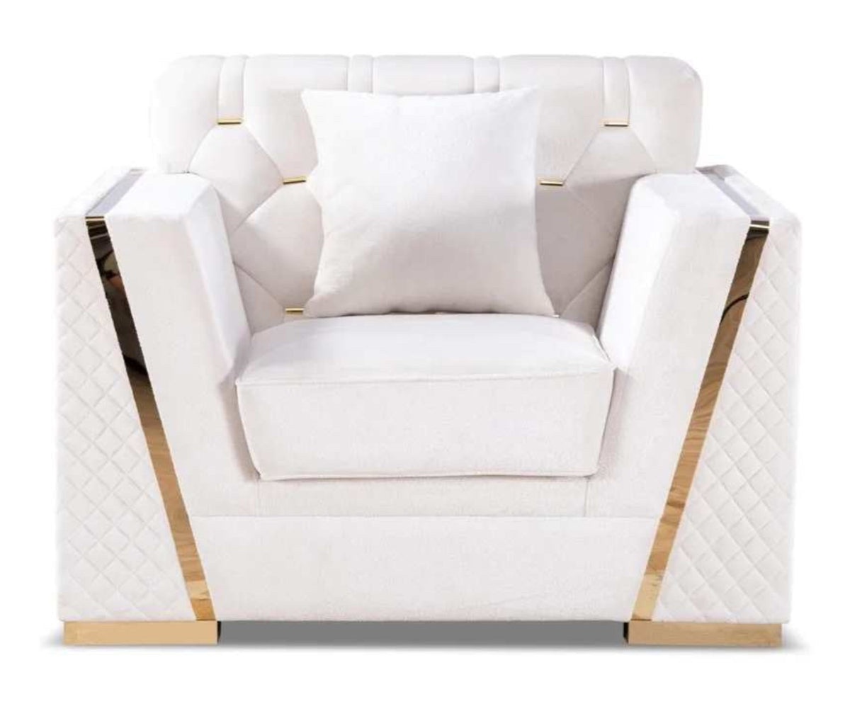 High Style Luxury 3-Piece Living Room Set - Black Velvet & Gold Trim